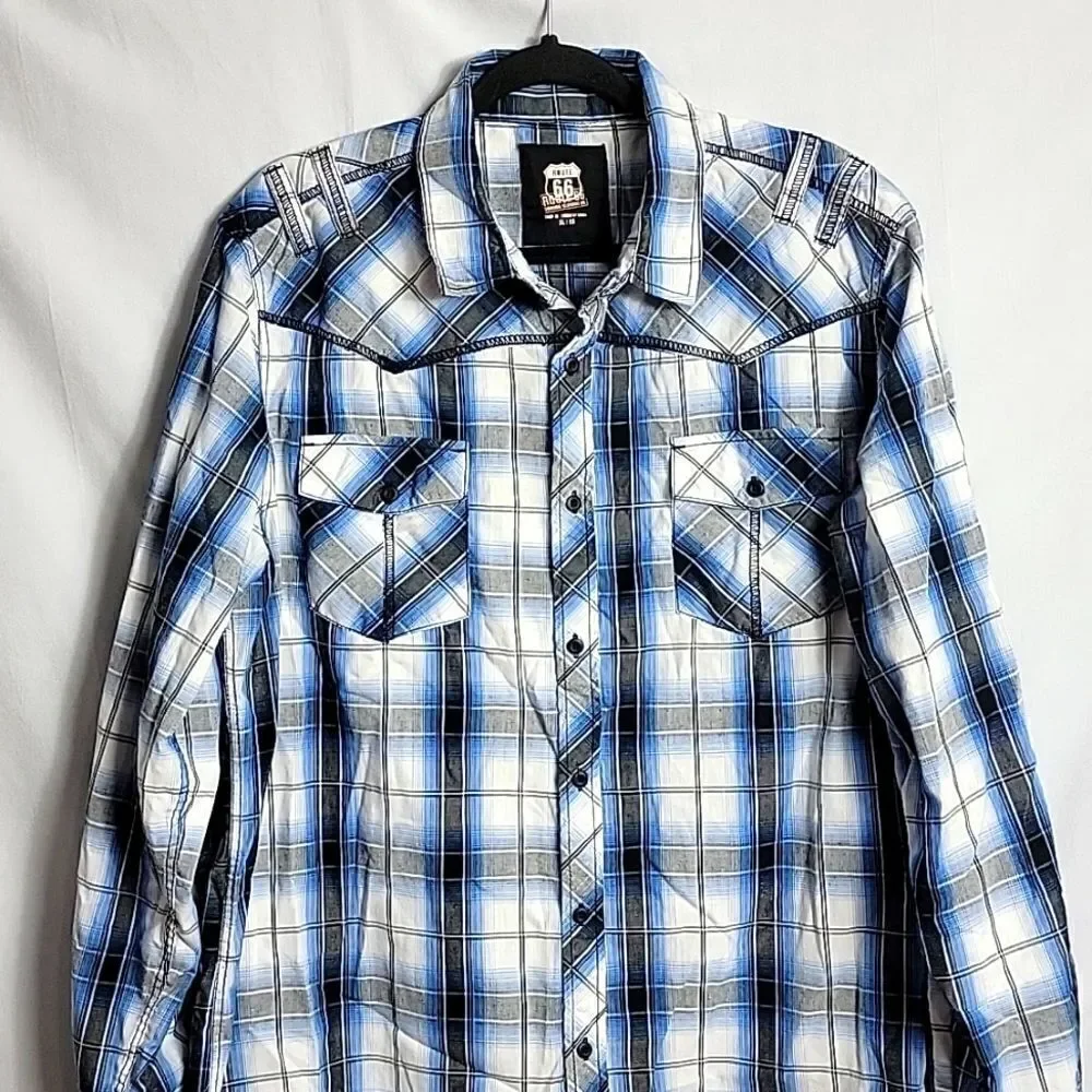 🖤5/$20🖤 ROUTE 66.. plaid button down shirt..